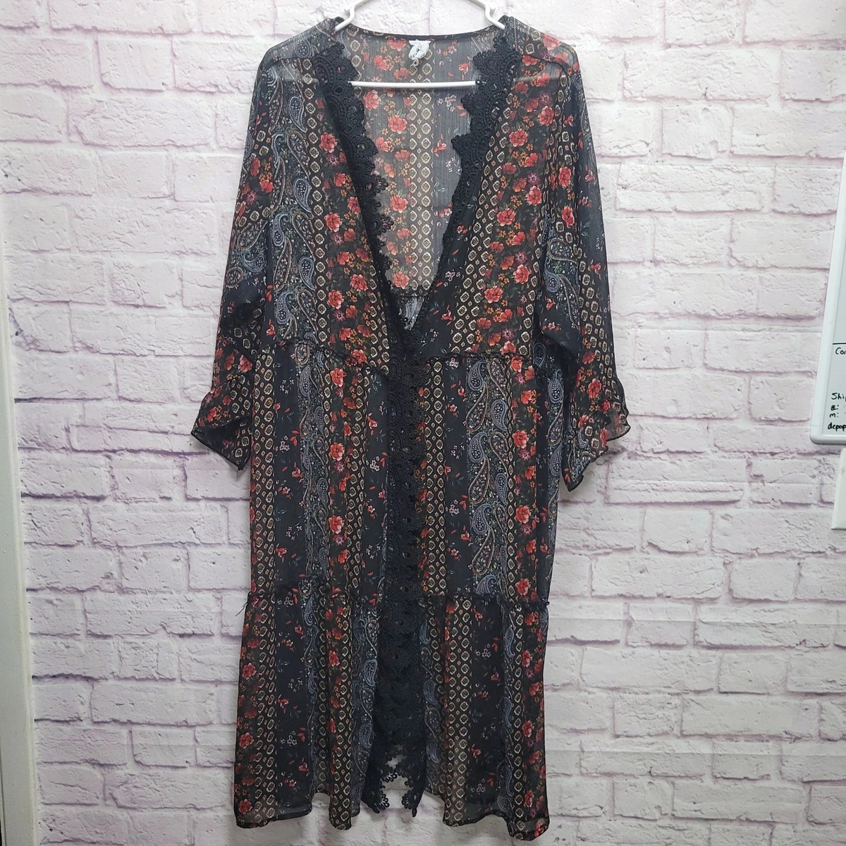 Ensemble 2 Pièces – Robe Duster Et Pantalon – Taille S/M – Couleur Bordeaux/vin – Occasion Très Bon état