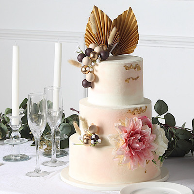 25 ASSORTED Palm Leaves Flower Ball Boho CAKE TOPPERS Decoration Set Events