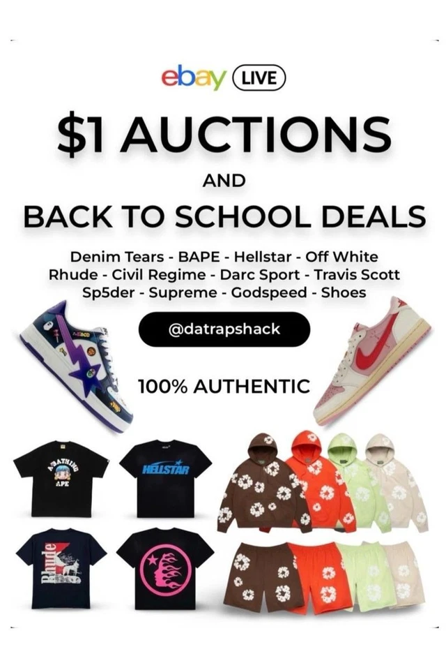 $1 Streetwear + Designer🔥BAPE | Denim Tears | Hellstar |Civil Regime|Shoes