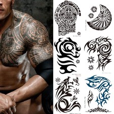 6-Sheet Large Temporary Tattoos Waterproof Tribal Designs