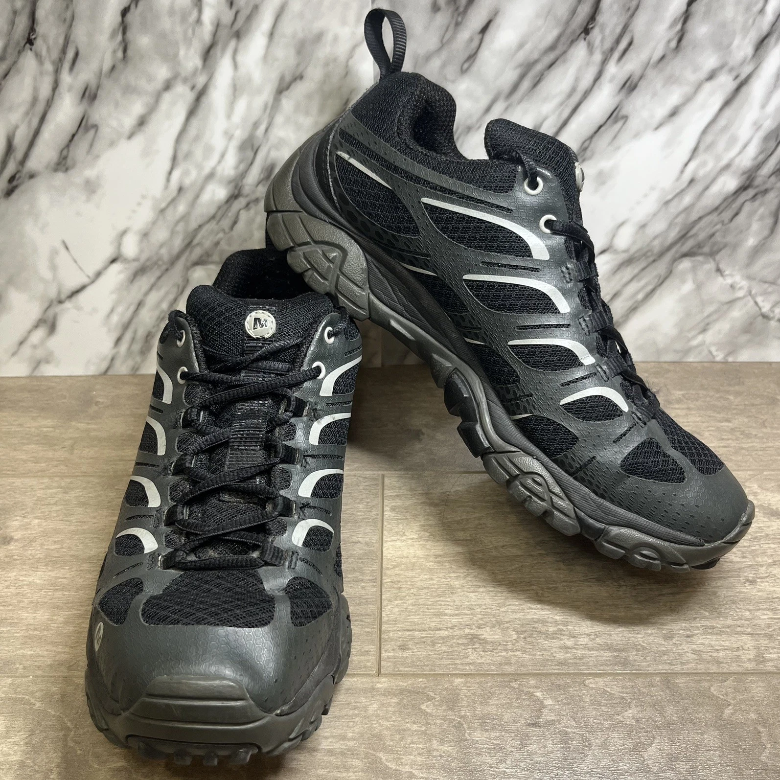 Merrell Moab Edge 3 Shoes Mens Size 7.5 Gray/Black Hiking Walking Sneakers
