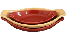 Chantal Au Gratin Baking Dishes Set of 3-Red 1 & 2 Cups / Yellow- 1 C-free S &H