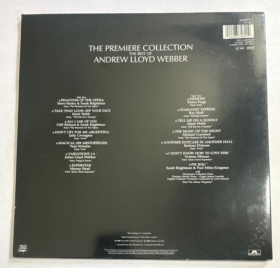 The Premier Collection Andrew Lloyd Webber LP Album Vinyl Theatre EX /EX - Image 3 of 4