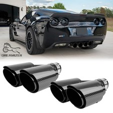 2.5 Inlet 4 Outlet Quad Carbon Fiber Exhaust Pipe Tip For Chevy Corvette C7 C6