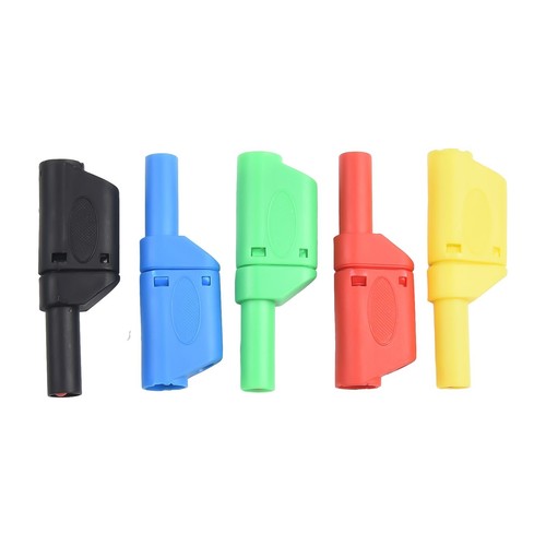 Retractable Sheath Stackable Solder Connectors 5pcs Set 4mm Safety Design - Picture 4 of 12