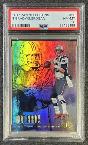 TOM BRADY STEVE GROGAN PSA 8 2017 PANINI ILLUSIONS #58 PATRIOTS 188