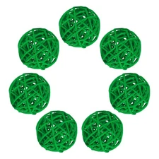 7Pcs Wicker Rattan Balls, 2 in Dia Rattan Decorative Balls, Green