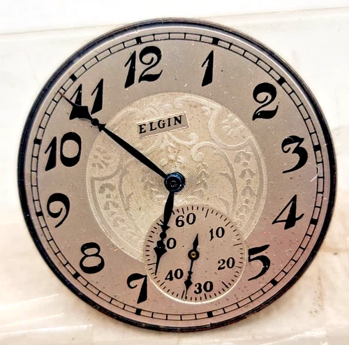 Antique 1923 ELGIN Open Face   Pocket Watch Movement - 15J-12 S  ! RUN!