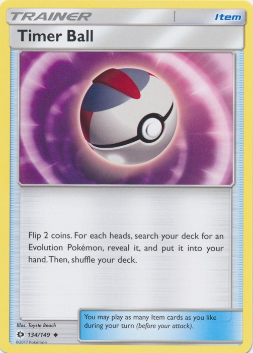 Timer Ball - 134/149 - Uncommon (Mp) Sun and Moon Base Set - Trainer - Item Poké