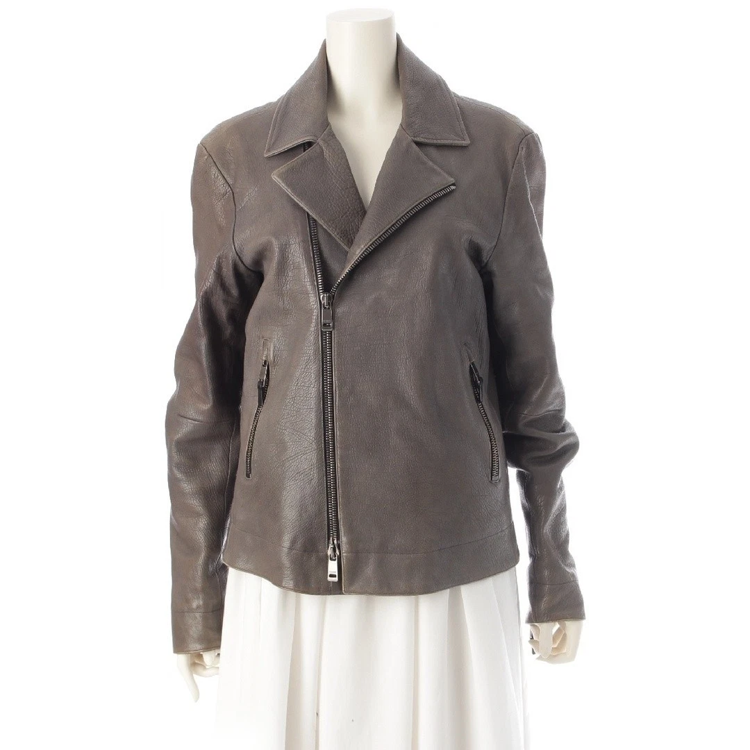 Jil Sander 12Aw Raf Simons Leather Rider Jacket Grey 46 Warranty