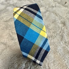 Penguin By Munsingwear Teal Yellow  Blue Plaid Tie NWOT 2.25  Wide 58.5  Long