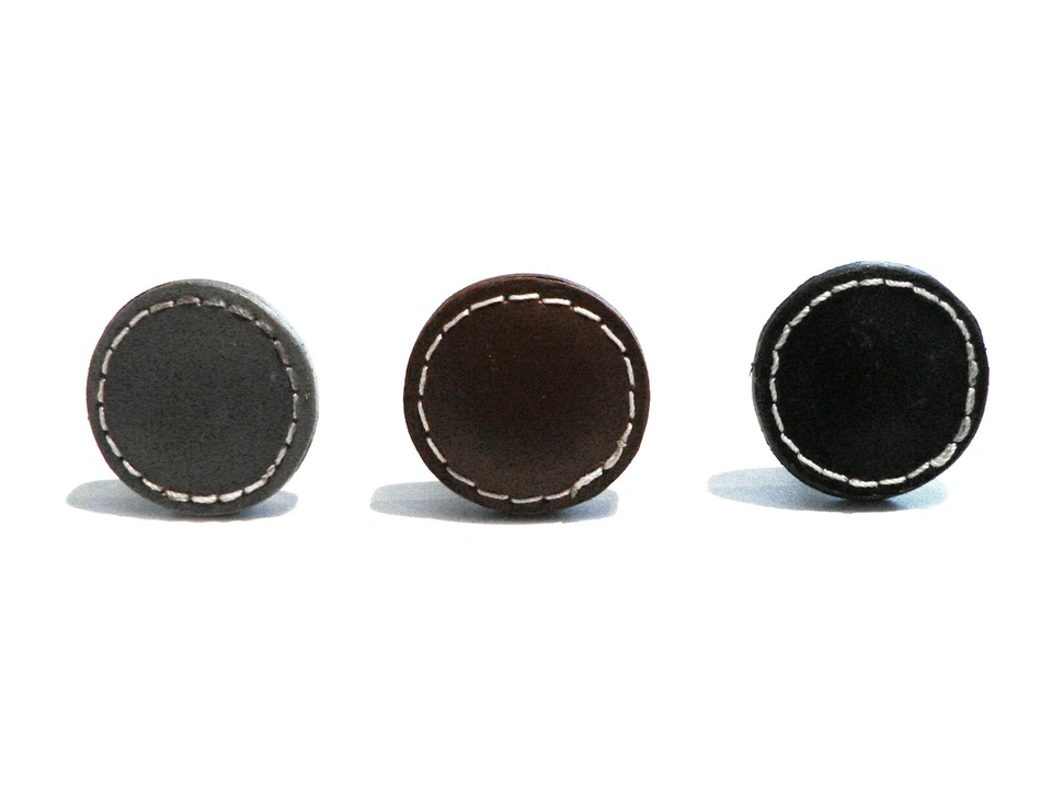 Möbelgriff Knopf Knauf Griff Türknopf Schubladengriff Leder 3,5 cm Schwarz Grau - Bild 3 von 4