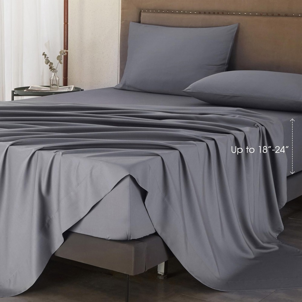 Ivellow Deep Pocket Queen Sheets, Rayon Derived from Bamboo, Extra Deep Pocke...