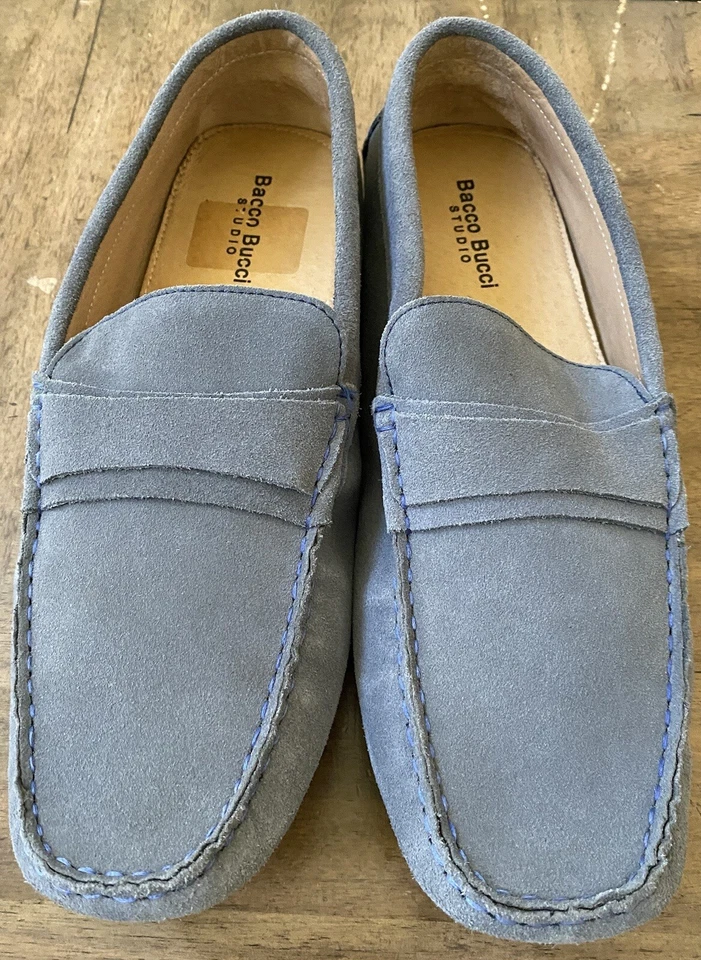 Bacco Bucci Studio Lt. BLUE Suede Soft Leather Driving Loafer Lt.BLUE | Men 11.5 - Image 2 of 4