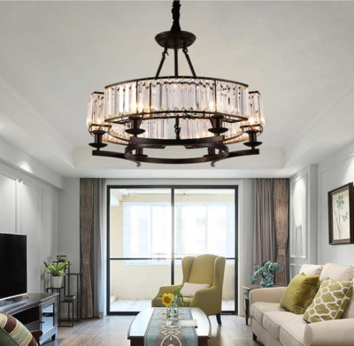 Modern 6/8-Light K9 Crystal Chandelier Black/Brown/Gold Ceiling Pendant Lighting