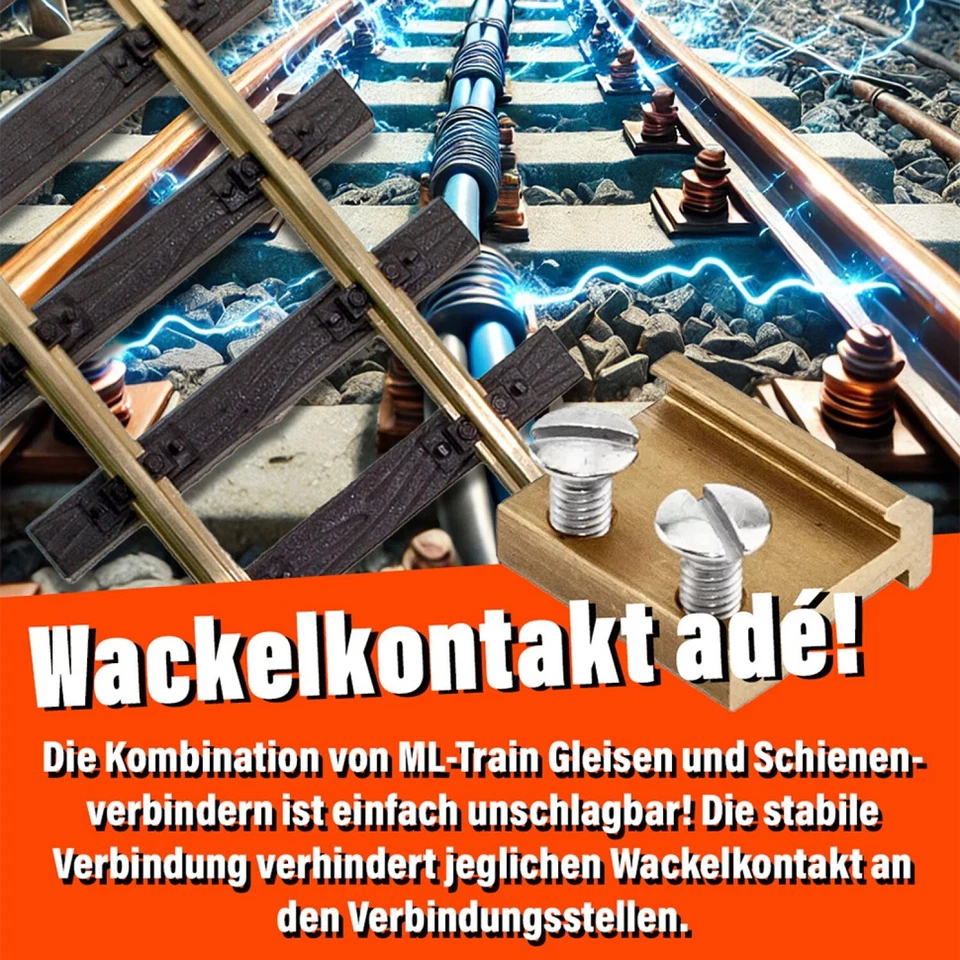 10x Gleise gerade 90 cm + Verbinder kompatibel Spur G Schienen Gartenbahn Anlage - Bild 4 von 4