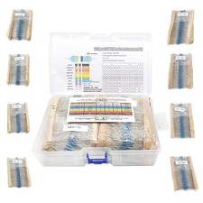 3120pcs 156 Values Metal Film Resistor Kit 1 Ohm-10M Ohm 1/4W 0.25 watt  1 Tol