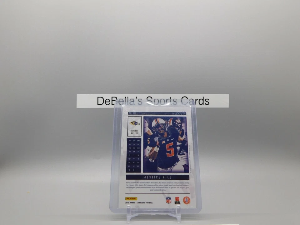 2019 Panini Luminance Rookies Justice Hill #157 Rookie BLUE FOIL - Image 2 of 2