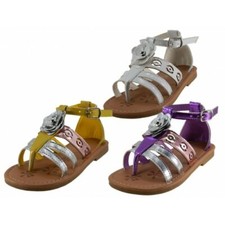 Girl's Mettalic Rose Top Sandals -Purple - Toddler sizes