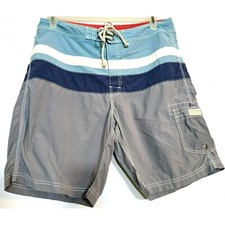 J. Crew Trunks Swim With Drawstring Gray/ Blue Men's Size 35 Nylon  Pocket