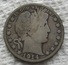 1914 50C Barber Silver Half Dollar Rare Key Date Philadelphia Mint VG Full Rims