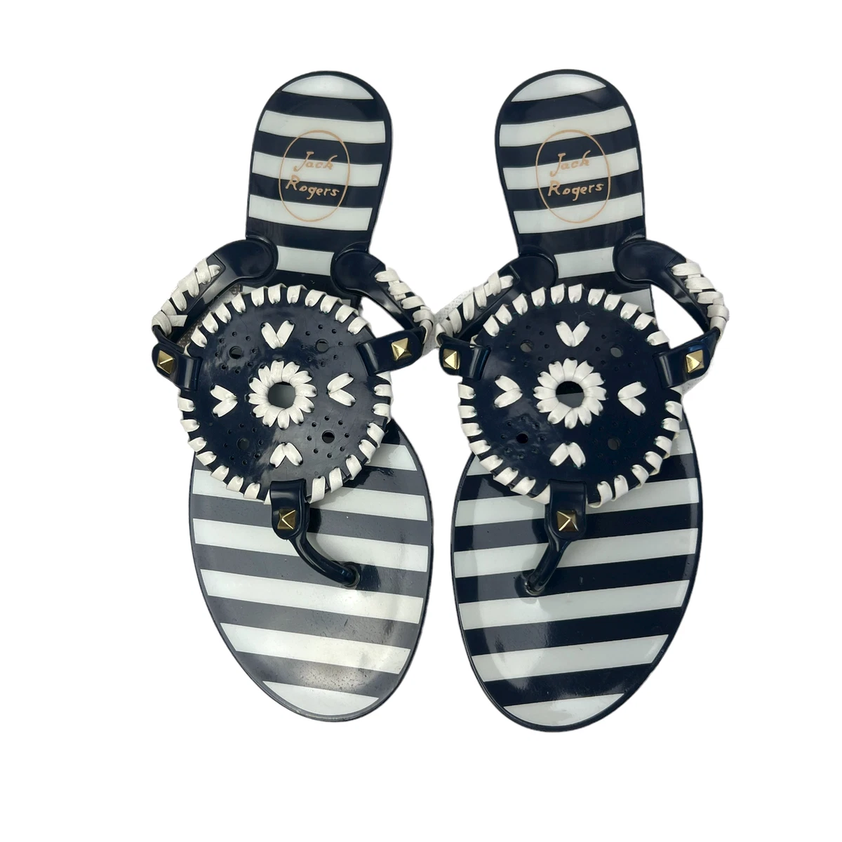 Jack Rogers Size 8 Georgica Jelly Stripe Thong Sandals Flat Flip