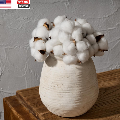 Ceramic Rustic Farmhouse Vase | 7.3 Inch Pottery Decorative Flower for Home Deco - Picture 4 of 7