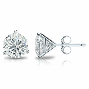 1 50 Ct Round Cut Natural Diamond Stud Earrings In 14k Gold For