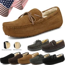 Men's Casual Home Loafers Slippers Moccasins Toe Warm Comfort Shoes Size 6.5-15