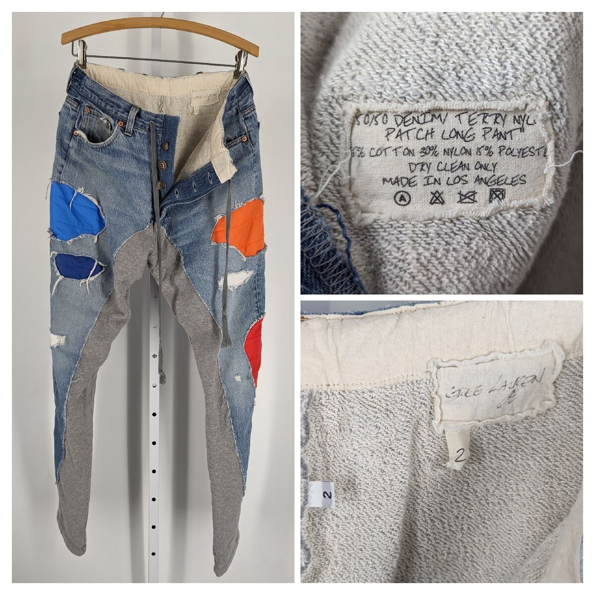Greg lauren 5050 Denim / Terry Nylon Jogger Thrash Grunge Greg lauren 5050 Denim / Terry Nylon Jogger Thrash Grunge