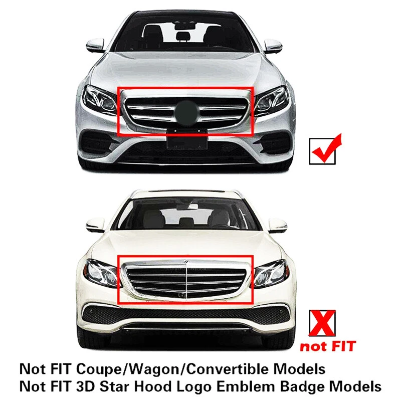 For Mercedes Benz W213 E300 E43 2016-2020 Glossy Black GT R Front Bumper Grille - Imagem 2 de 4