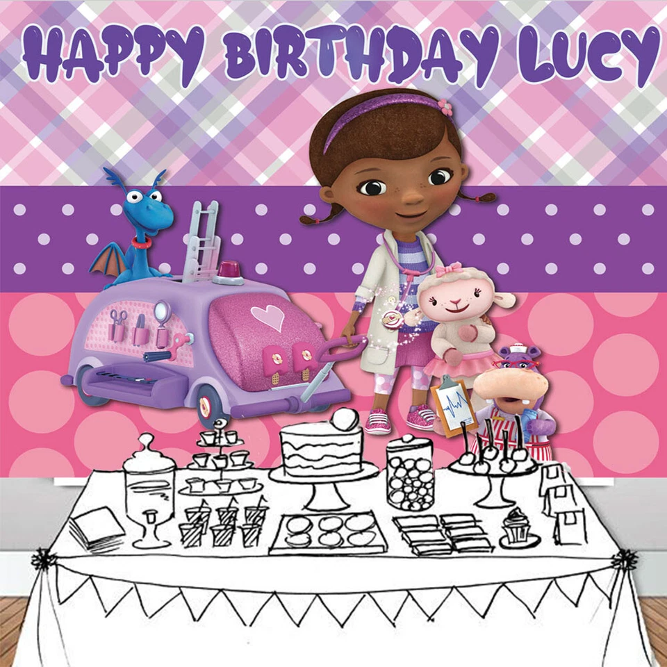 Doc McStuffins Personalised Custom Banner Backdrop Party Supplies Birthday Gift - Image 4 of 4