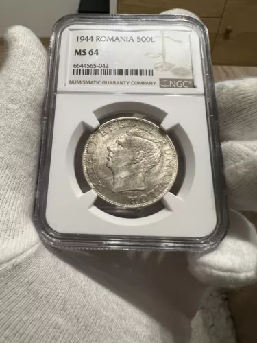 500 Lei 1944 Silver, Romania NGC MS64 (1)