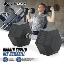 45 LB Single Barbell Coated Rubber Hex Dumbbell Cast Iron Gym Effective Fitness
