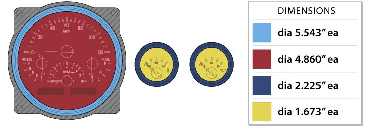 Dakota Digital 1955-86 Jeep CJ Analog Gauge System Carbon Fiber Blue VHX-55J-C-B - Image 4 of 4