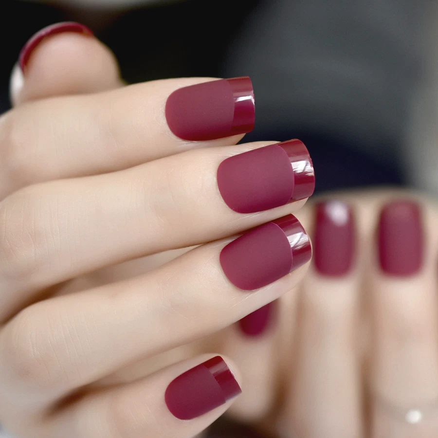 dark red gel polish | Red gel nails, Dark red nails, Red nails