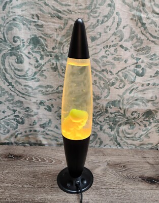VTG 1991 Lava Lite Lava Lamp Clear/Yellow, Black Base TESTED & WORKS  Original