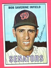 GREAT CENTERING! 1967 TOPPS SENATORS BOB SAVERINE #27