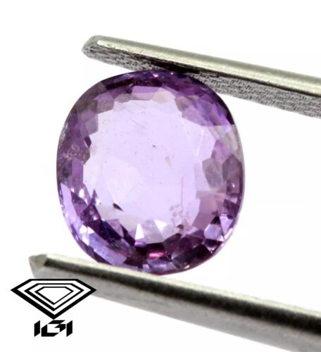 1.63 Ct Violet Purple IGI Certified Natural Purple Sapphire Oval Unheated Gem
