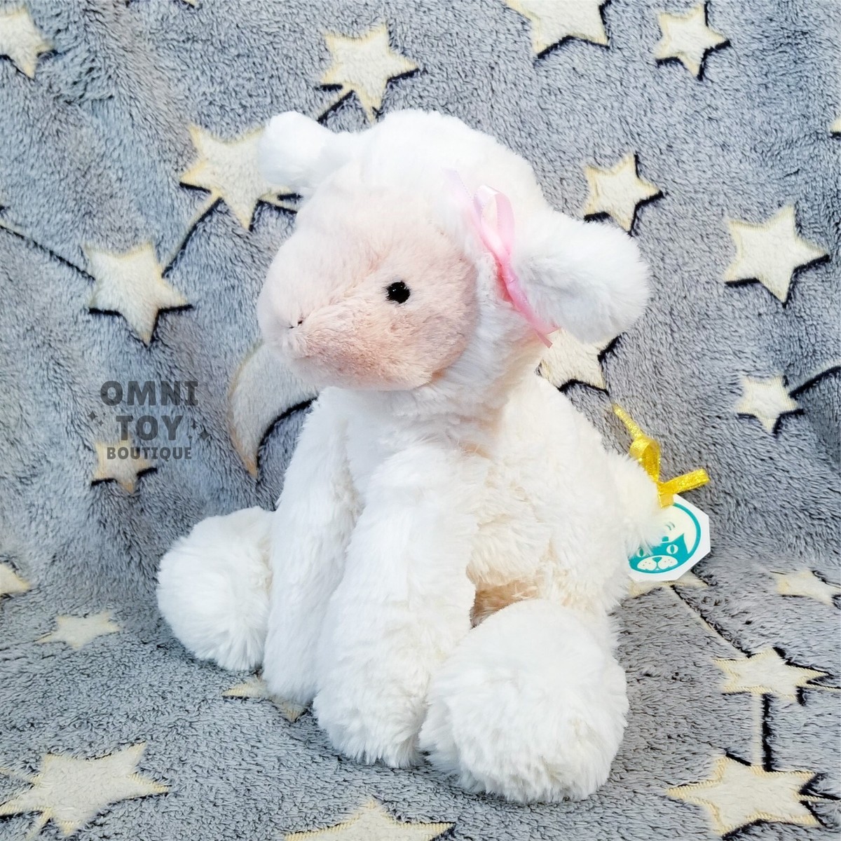 Jellycat SMUDGE LAMB [MEDIUM] NWT White Farm Plush Easter Basket