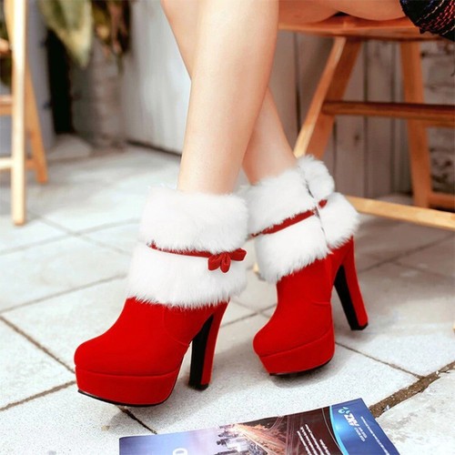 High Heel Plush Shoes Warm Santa Clause 