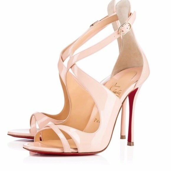 NEW Christian Louboutin Nude Pink Patent Leather Heel Size