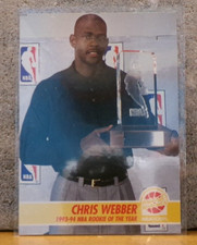BASKETBALL CARD CHRIS WEBBER MICHIGAN & GOLDEN STATE WARRIORS ROOKIE OF THE YEAR