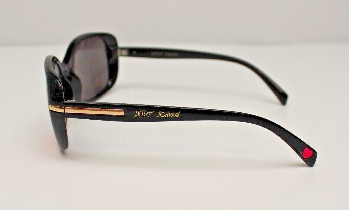 BETSEY JOHNSON Black w/gold Badge UV Sunglasses 19 Betsey Johnson Black & Gold Rectangular Womens Sunglasses  main image 2