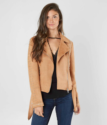 NEW BUCKLE BKE FAUX SUEDE STUDDED MOTO JACKET SZ S SMALL