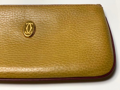 Cartier coin purse wallet must-line trinity mustard pouch with chain - Picture 6 of 12
