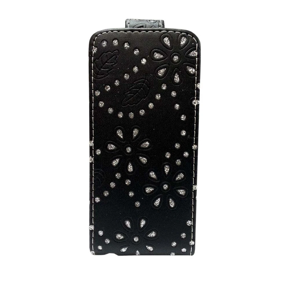 Case For Apple iPhone 5C Glitter Flip Bling Black PU Leather Pouch Phone Cover  - Image 3 of 4