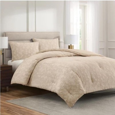 Charisma Comforter Set Beige Floral Pillow Shams Jemma Botanical OEKO-TEX Tote