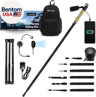 #ad Collapsible Tactical Walking Stick with LED Light USB Charging Cork Grip and $159.00