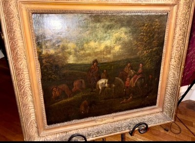 ''HUNTING PARTY'' 17thC Dutch  initialed  PHILIP WOUVERMAN 1619-1668 OIL PAINTING!